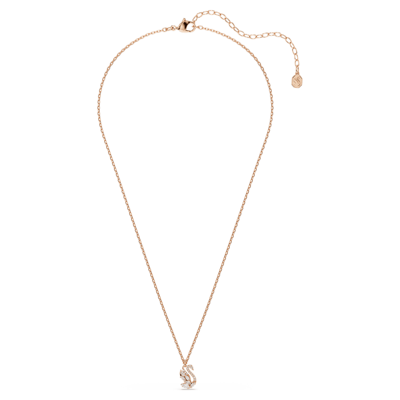 Swarovski Swan Pendant, Various Cuts, Swan, White, Rose Gold Alloy Layer