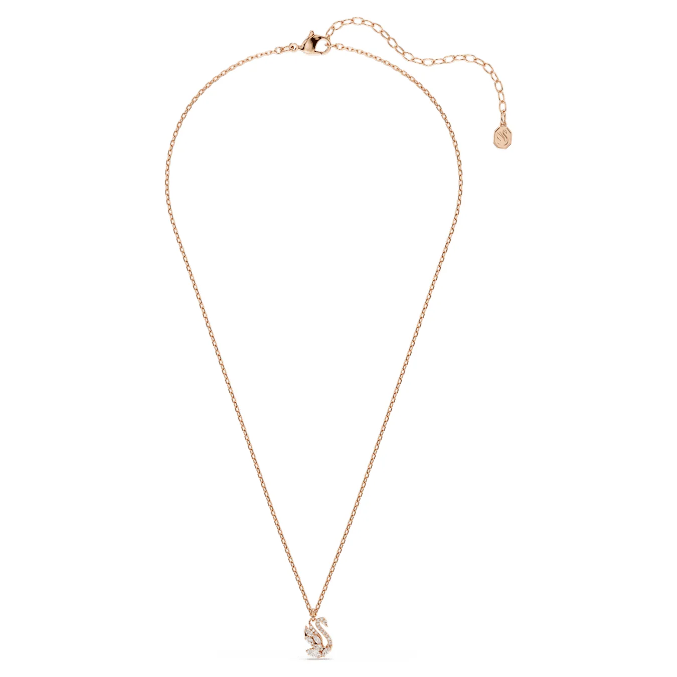 Swarovski Swan Pendant, Various Cuts, Swan, White, Rose Gold Alloy Layer