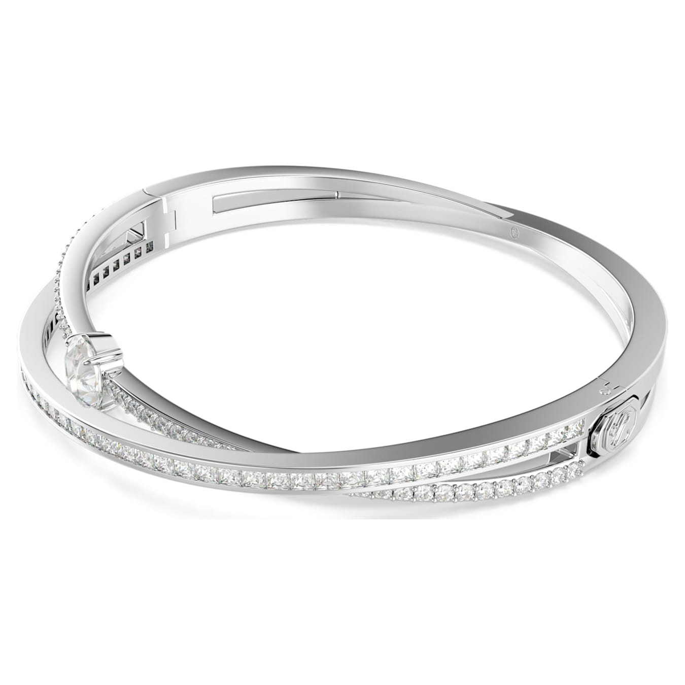 Swarovski Hyperbola Armreif Verschiedene Schliffe, Weiß, Rhodiniert