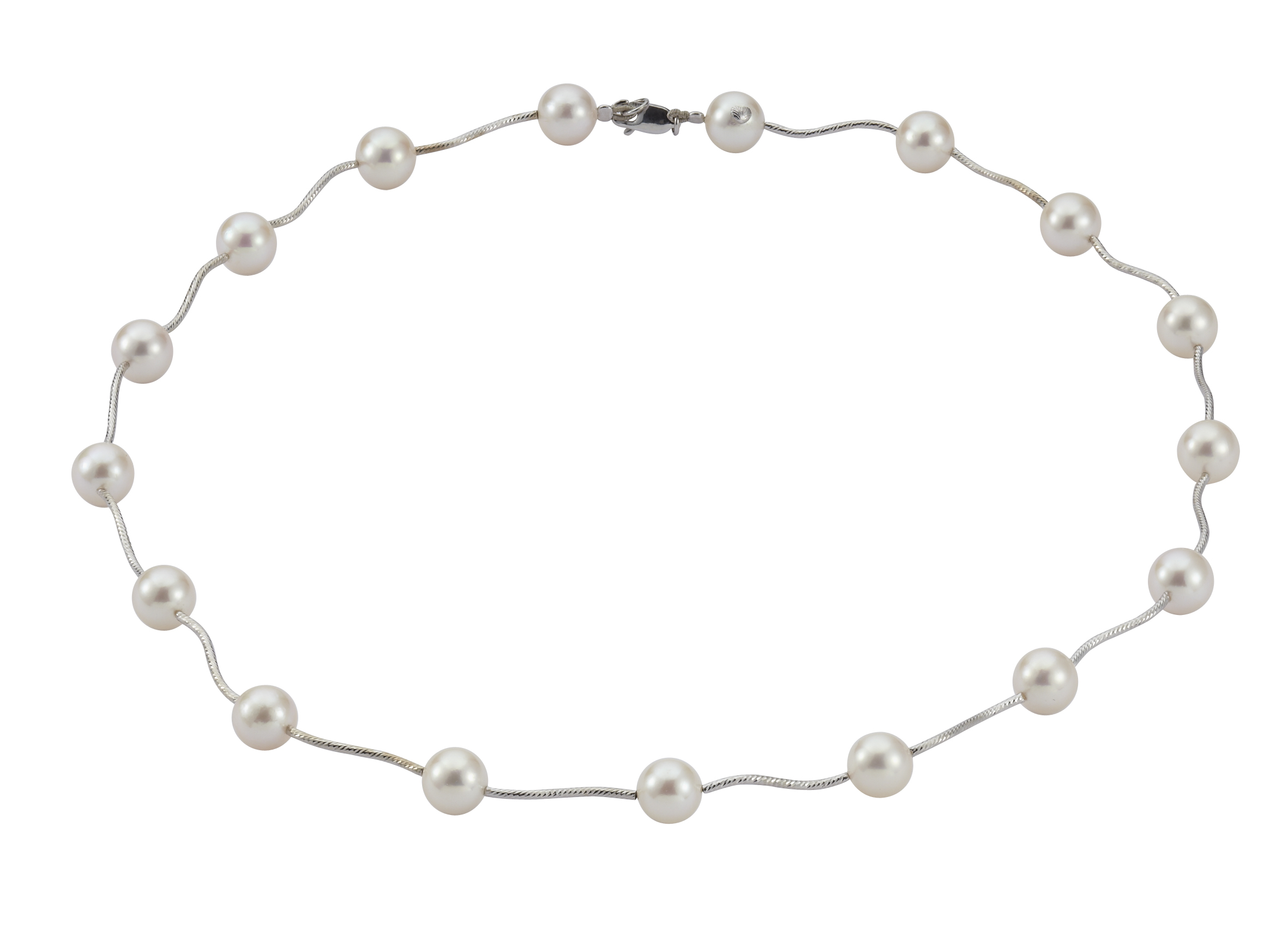 Adriana necklace with several Akoya pearls white gold N9-51