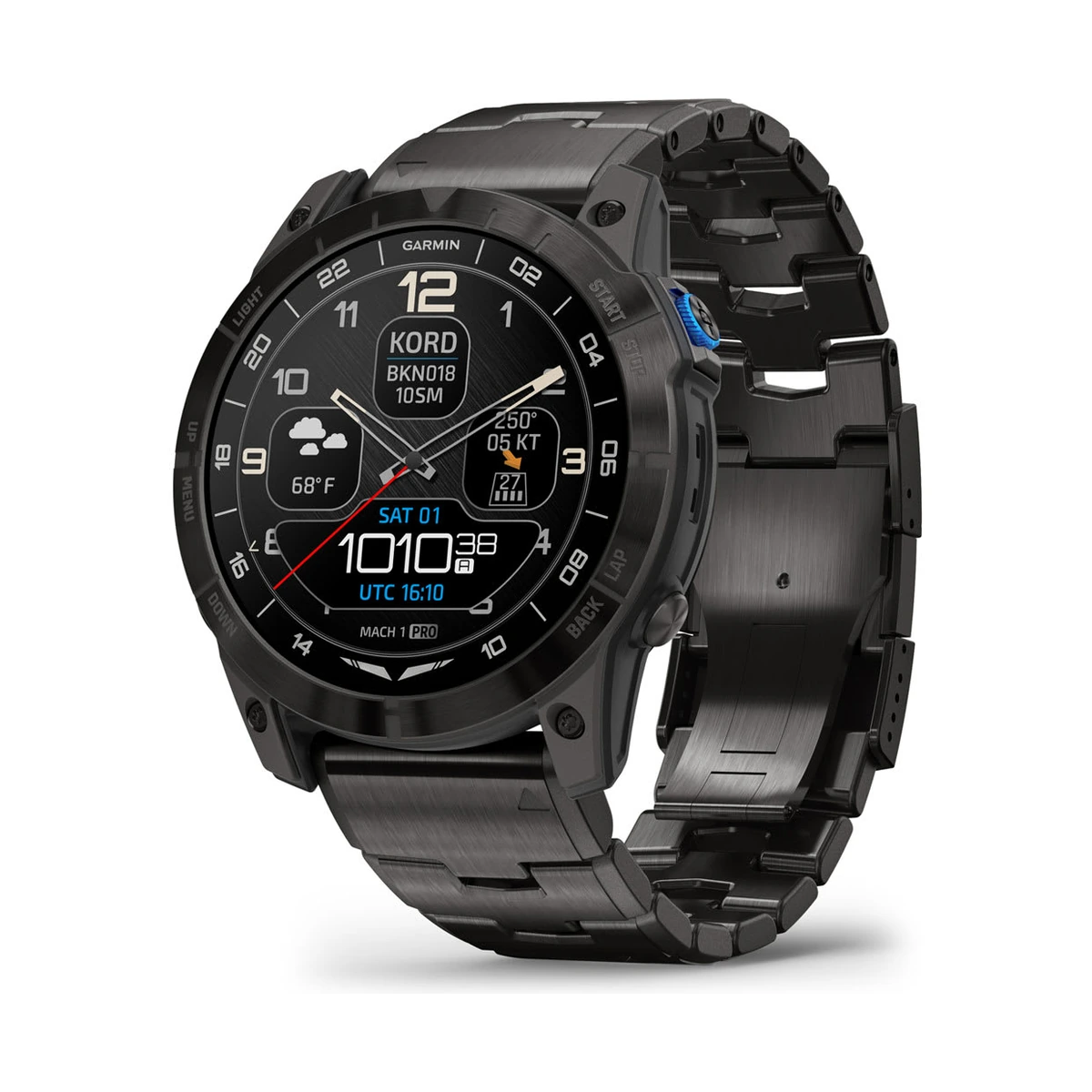 Garmin D2 Mach 1 Pro Pilot Smartwatch with Titanium Bracelet Men's Watch with Silicone Replacement Strap 010-0