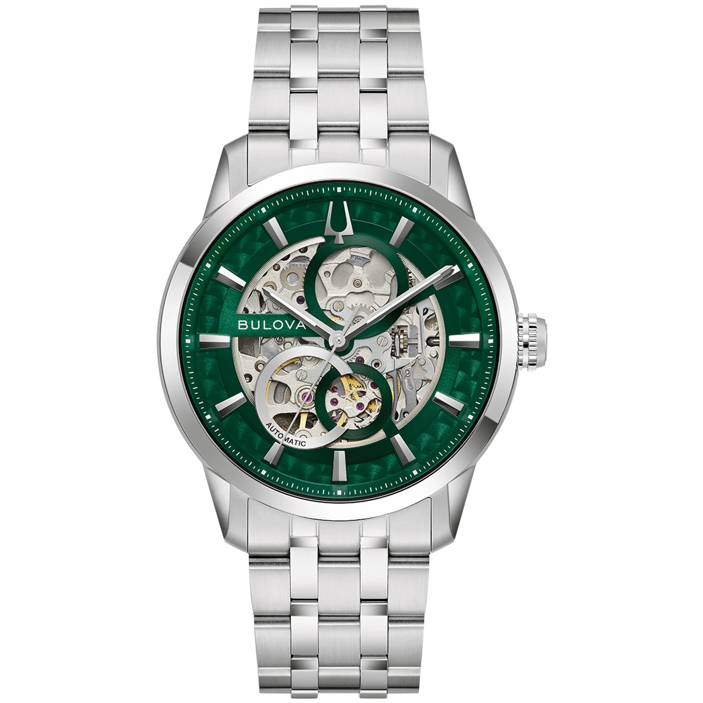 Bulova Sutton Skeleton Green men's watch 96A329