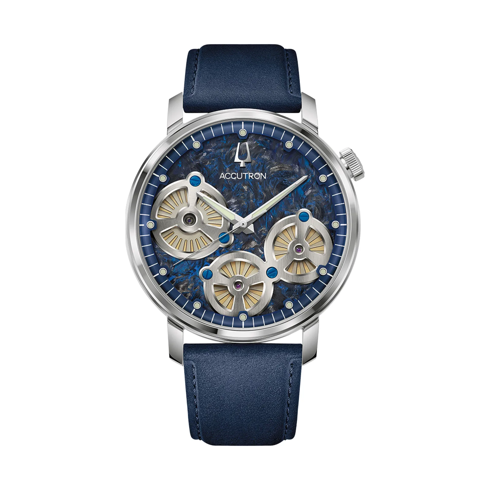 Bulova Accutron Spaceview Evolution Forged Carbon Blue Mens Watch 26A215