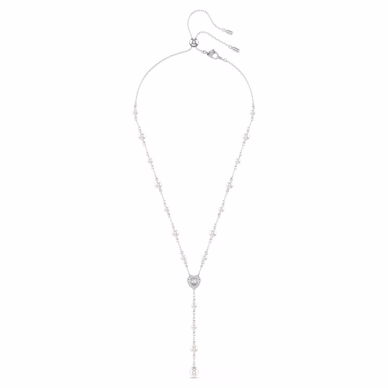 Swarovski Ariana Grande x Swarovski Y-Halskette Verschiedene Schliffe, Kristallperle, Herz, Weiß, Rhodiniert