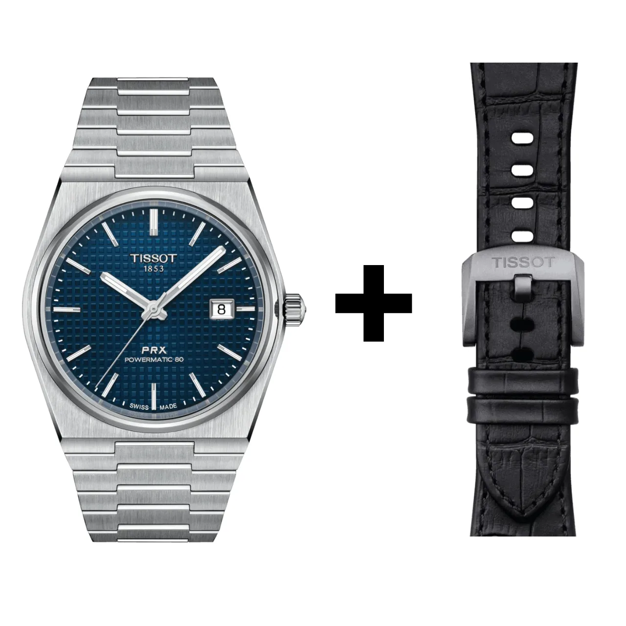 Tissot PRX men's watch T137.407.11.041.00 set with black leather strap