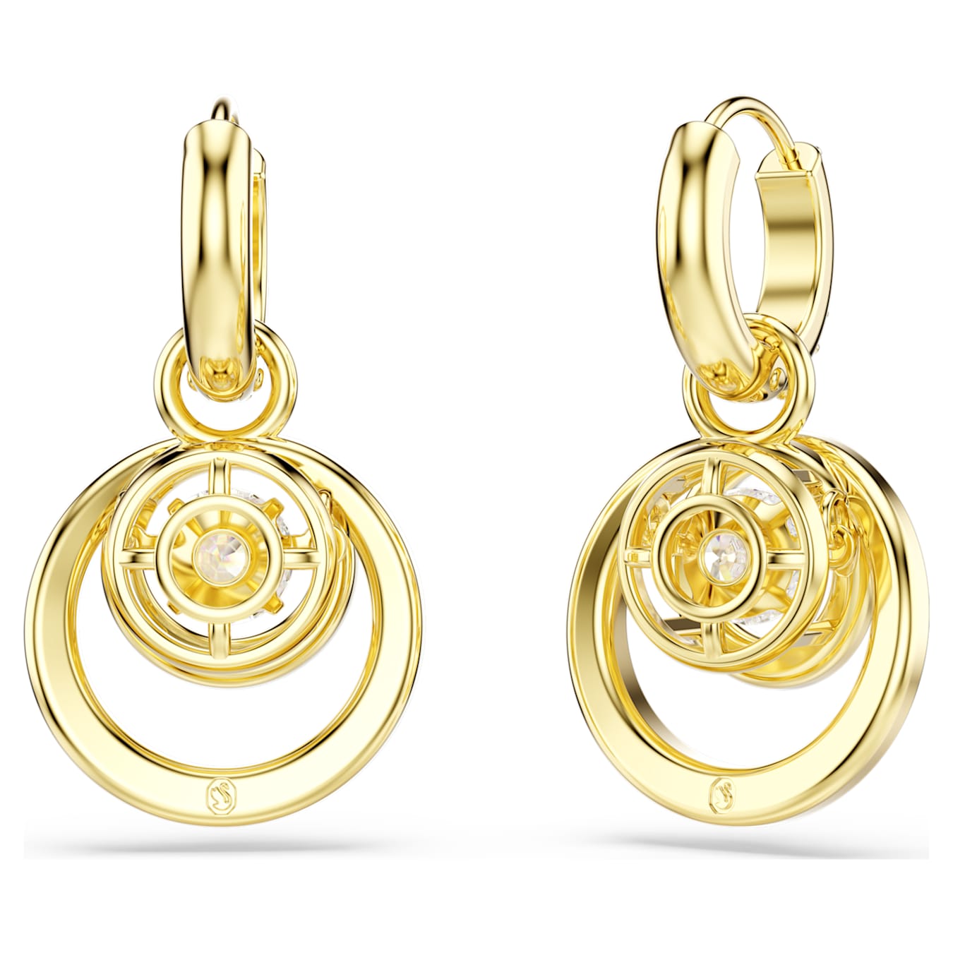 Swarovski Hyperbola Drop Earrings, Round Cut, White, Gold Alloy Layer