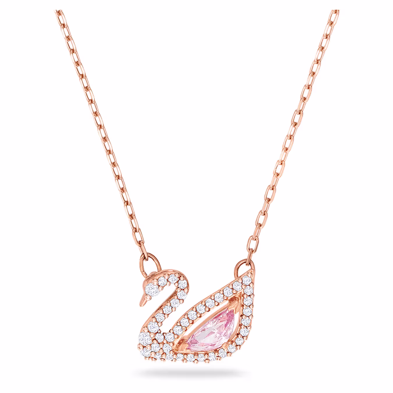 Swarovski Swan Necklace, Pink, 18k rose gold plated