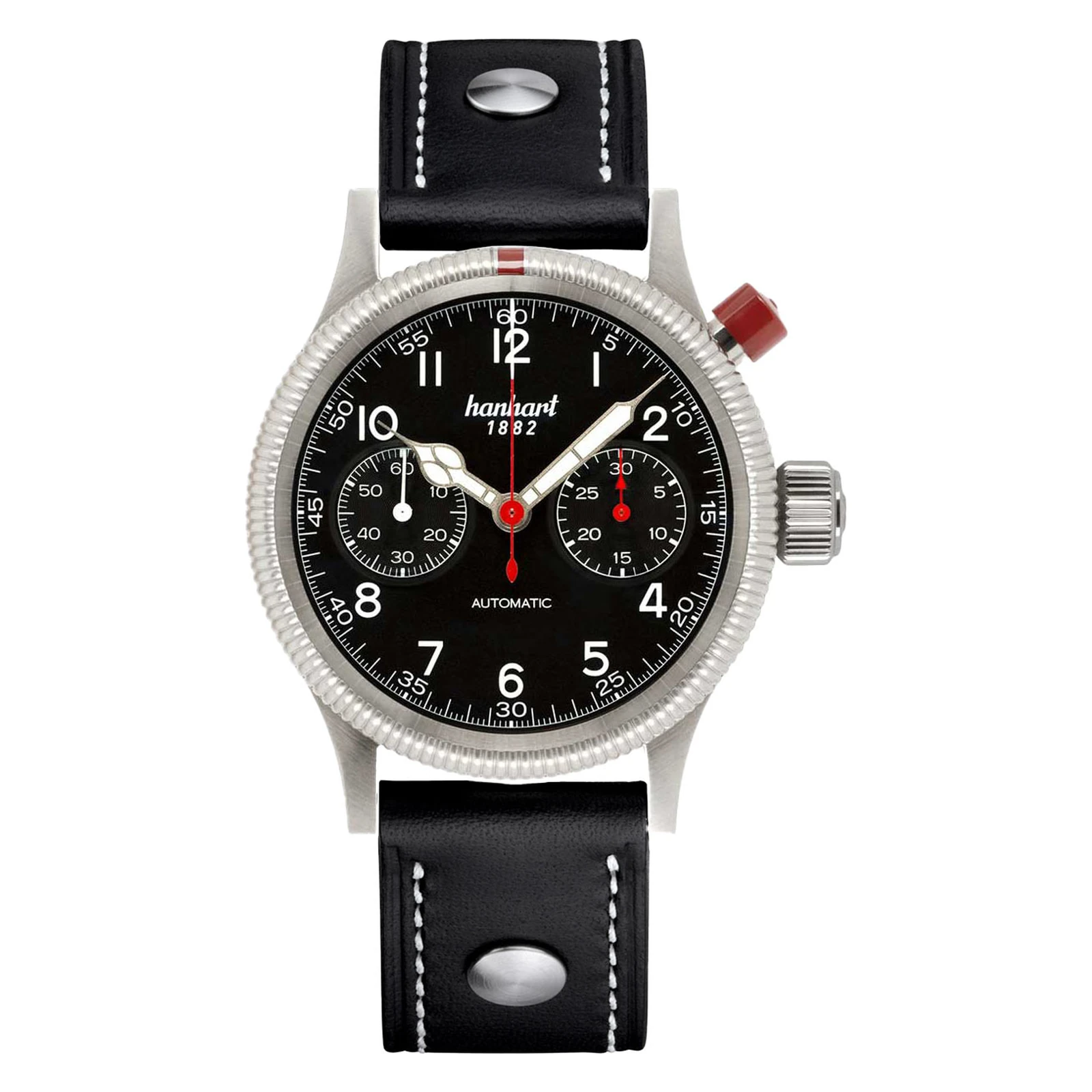 Hanhart PIONEER Mk I Black 40 mm Leather Strap Black Men's Watch 714.210-0010