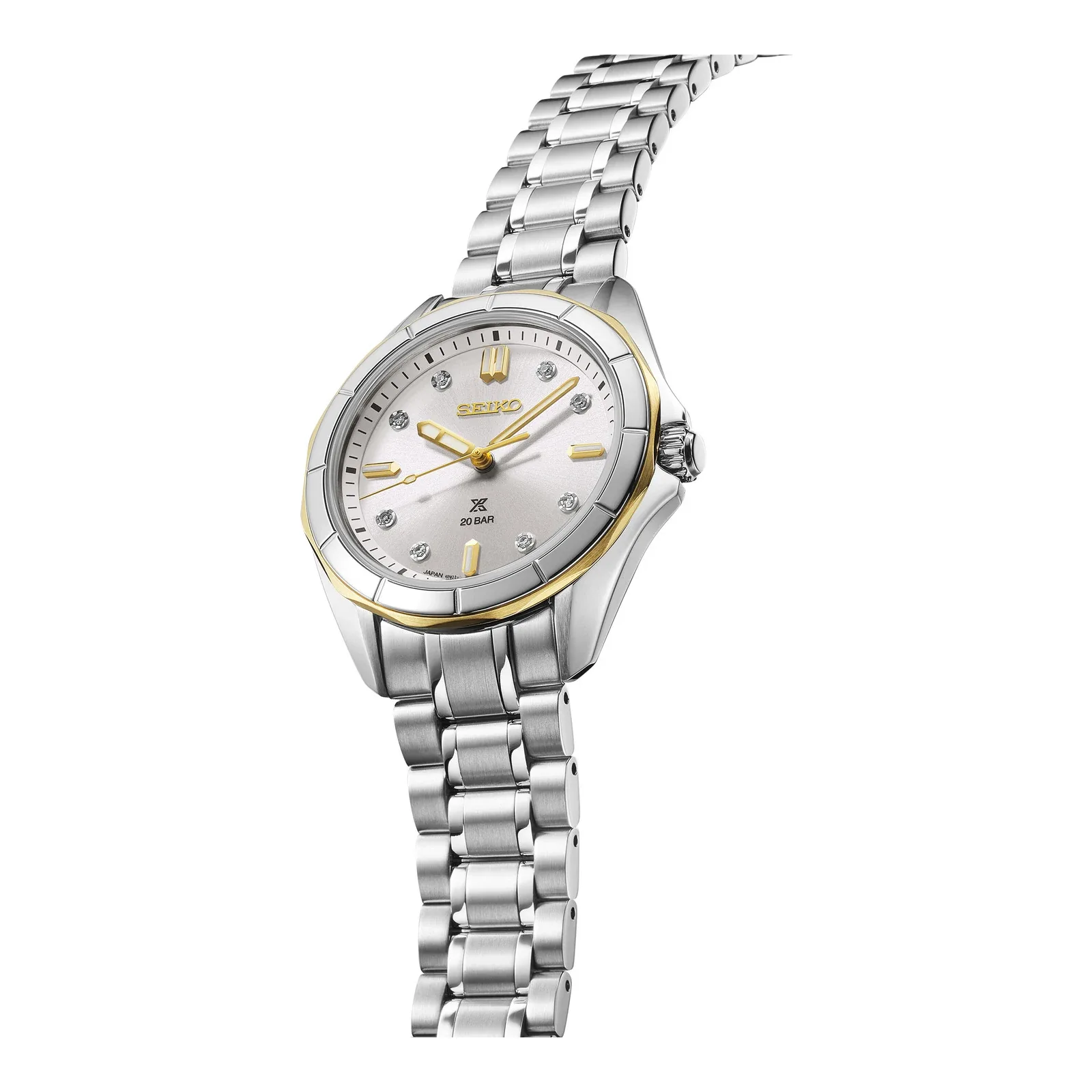 Seiko Prospex SEA Diver Quartz 34 mm Two Tone Mother of Pearl Ladies Watch SUR618J1