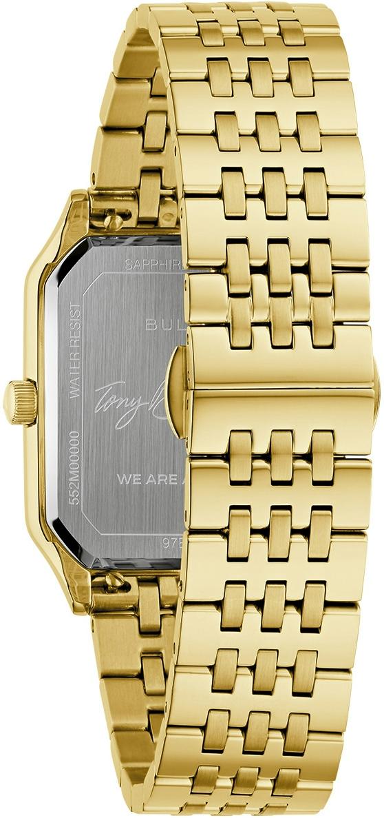 Bulova We Are All Here, Analog Quartz, rectangular stainless steel case, gold men's watch 97B236