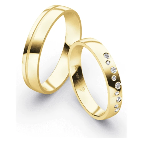 First Individual Love 3D Yellow – Two pair of wedding rings Rauschmayer 72-03040 / 73-03040