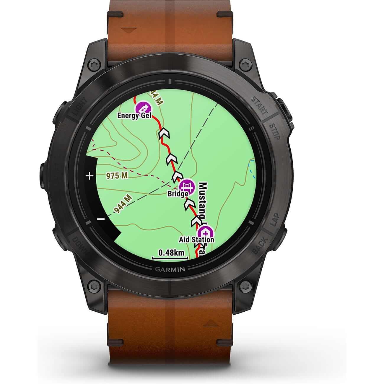 Garmin Epix™ Pro Gen 2 Sapphire 51mm Black/Carbon Gray Titanium Leather & Silicone Band 010-02804-30