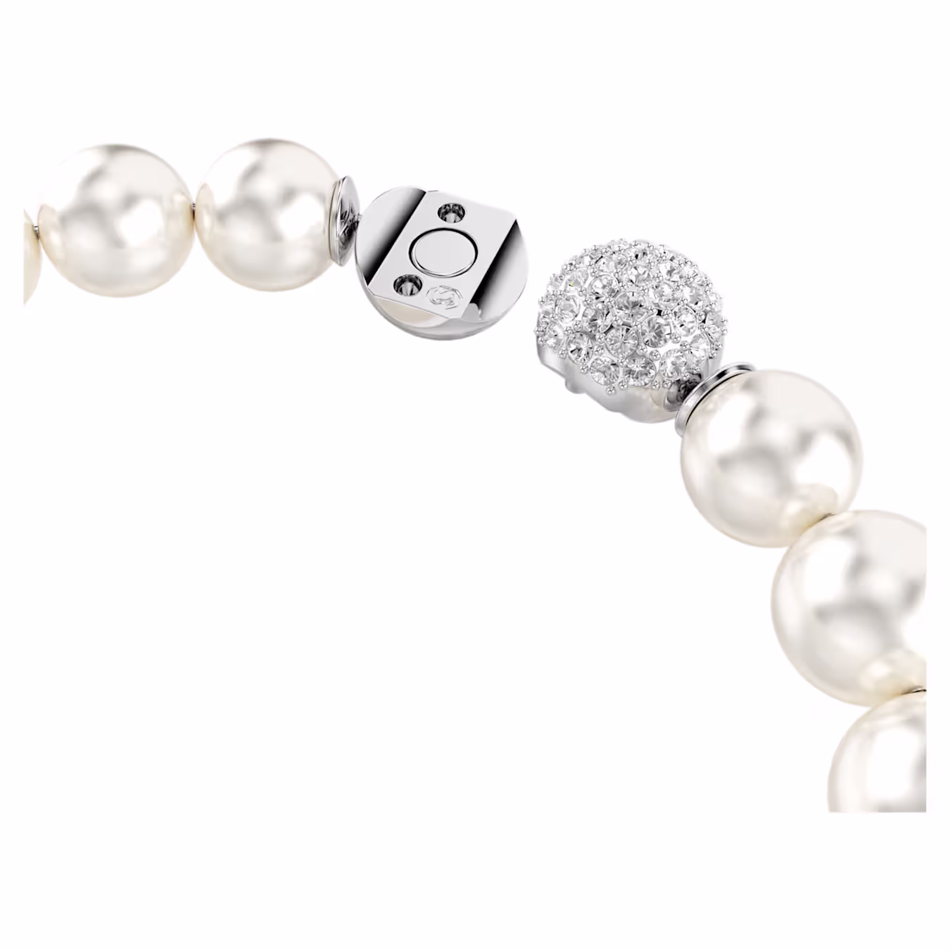 Swarovski Matrix Bracelet Crystal Bead, White, Rhodium Plated