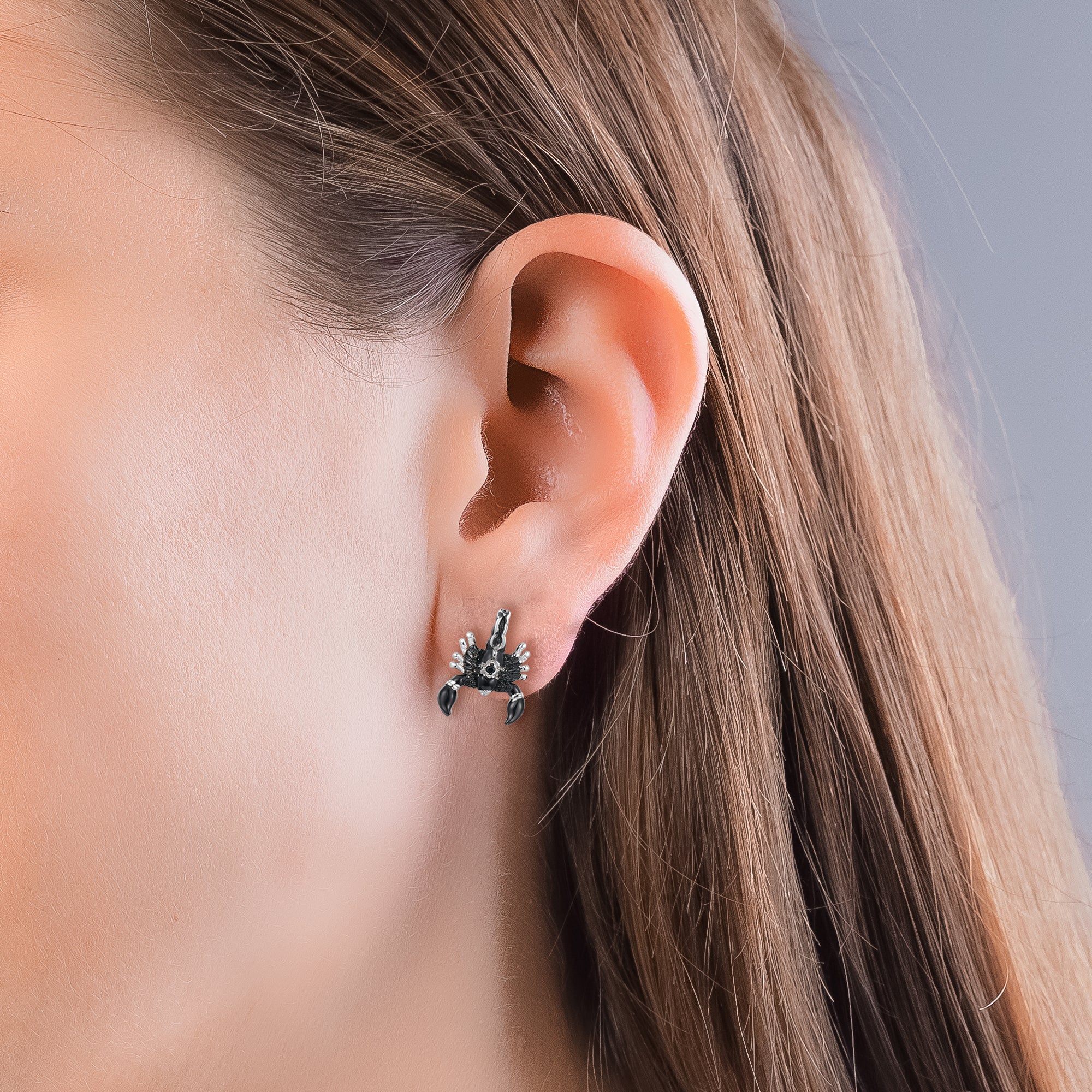 At the time, stud spike scorpion earrings, 925 sterling silver