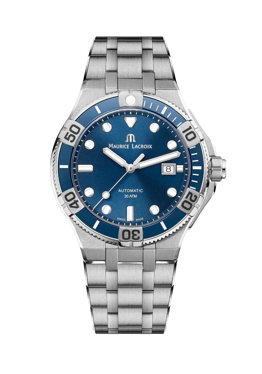 Maurice Lacroix Aikon Venturer Automatic 43 mm Blue, Men's Dive Watch with Stainless Steel Bracelet AI6058-SS002-430-1