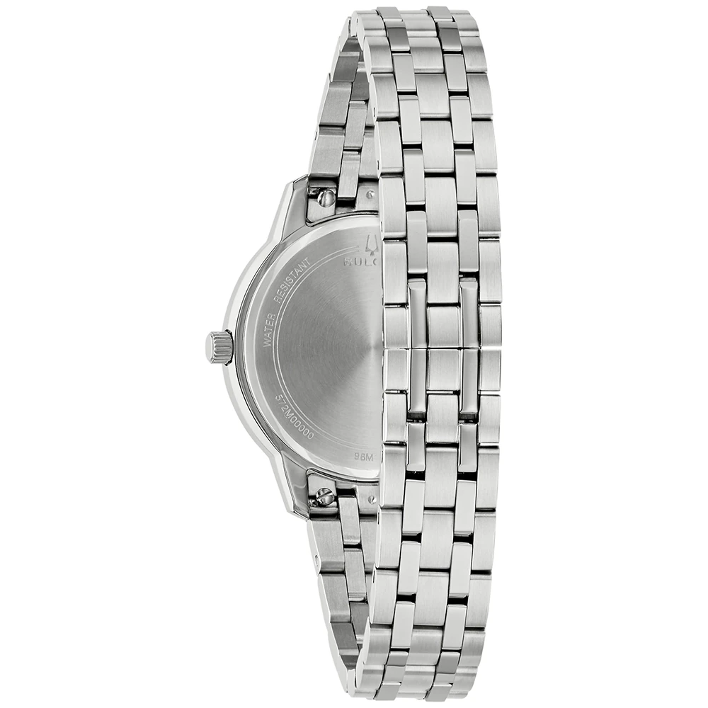 Bulova Classic Quartz, Stainless Steel White, 31mm Ladies' Watch 96M174