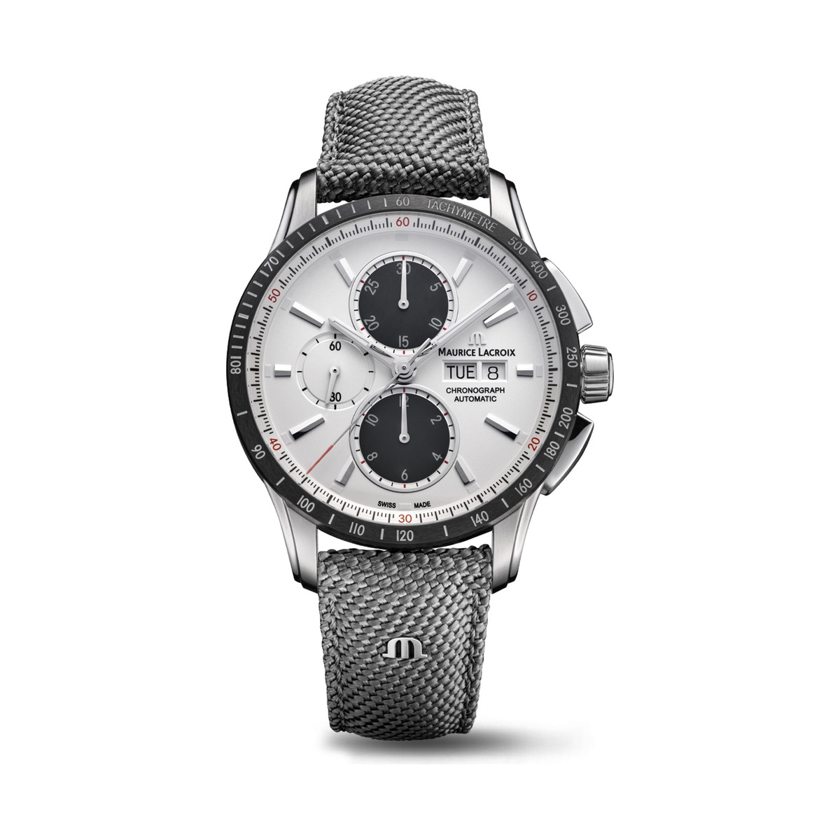 Maurice Lacroix Pontos S Chronograph PT6038-SSL2H-130-A am grauen Textilband