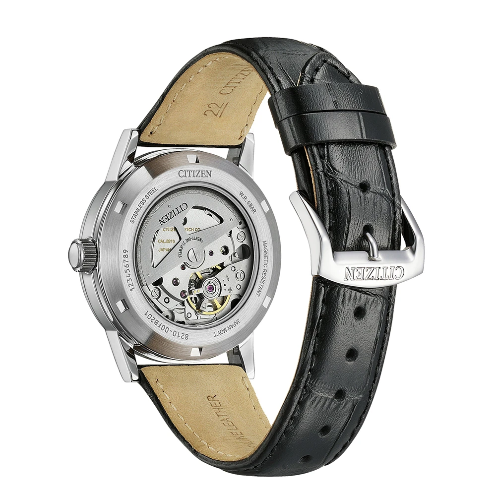 Citizen Automatic Dress Watch Leather Black, 40mm Men's Watch NJ0210-05E