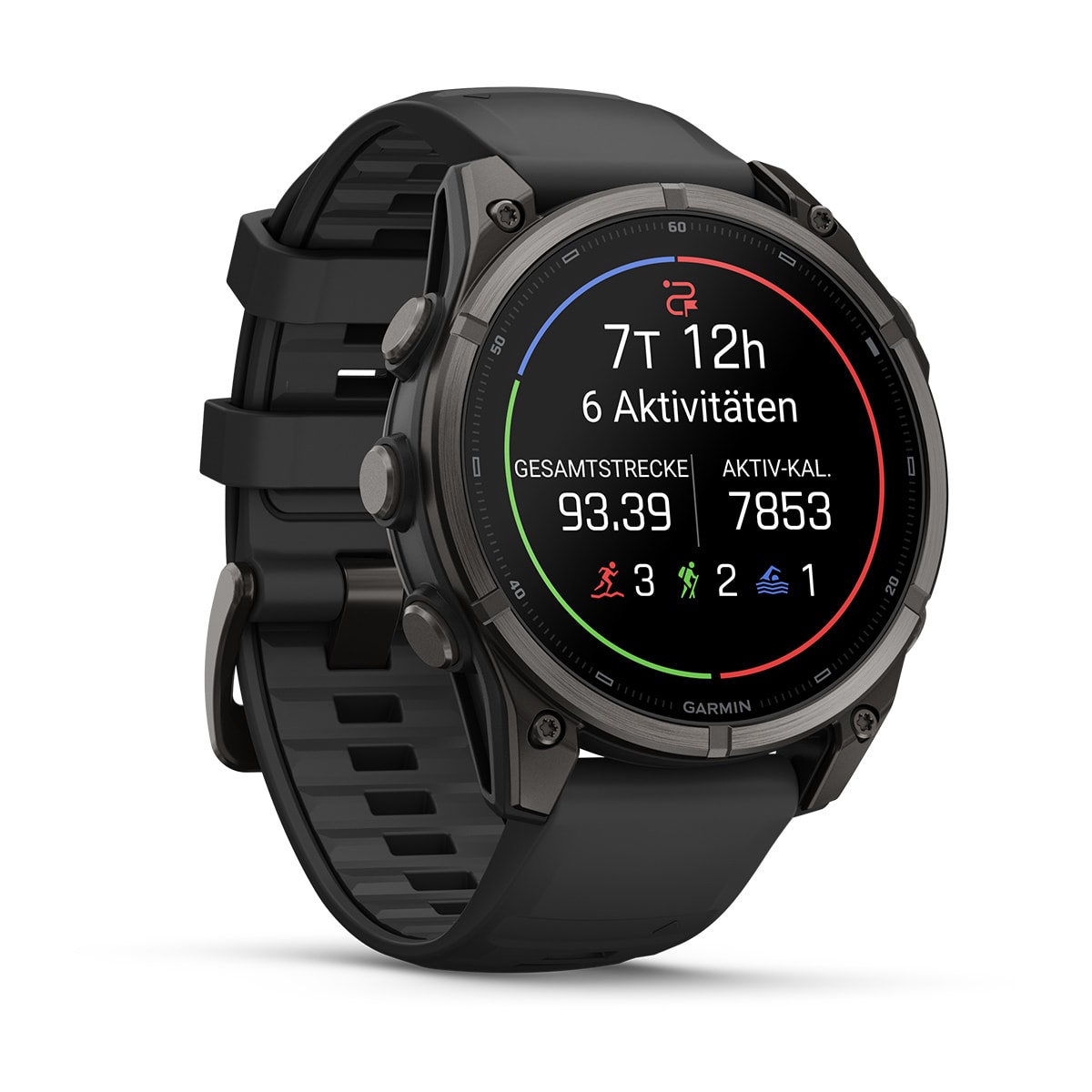Garmin fēnix® 9 - 47 mm AMOLED Sapphire Black/Carbon Gray DLC Titanium with Black Silicone Band 010-04762-11