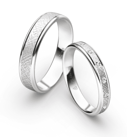 First Individual Love 3D White – Two pair of wedding rings Rauschmayer 72-03043 / 73-03043
