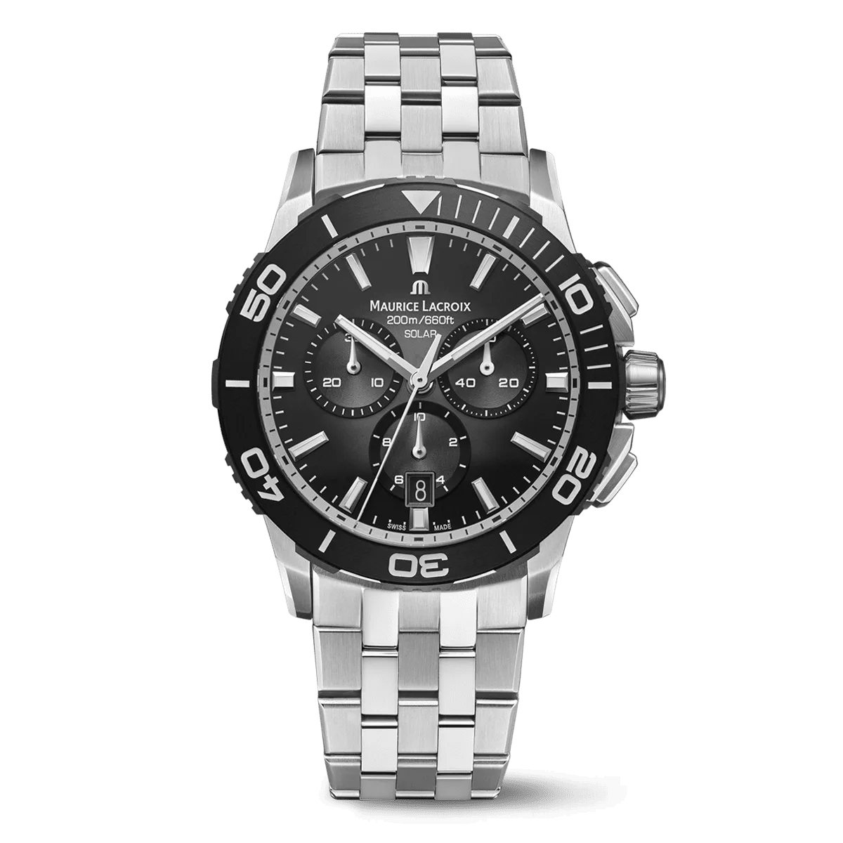 Maurice Lacroix PONTOS S SOLAR CHRONOGRAPH 42 mm, Quartz, Five-row stainless steel bracelet Men's watch PT1038-SSL22-330-1