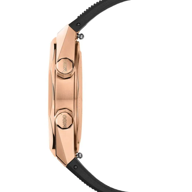 Mido Multifort 8 two crowns, rose gold, rubber strap men's watch M047.507.37.051.00