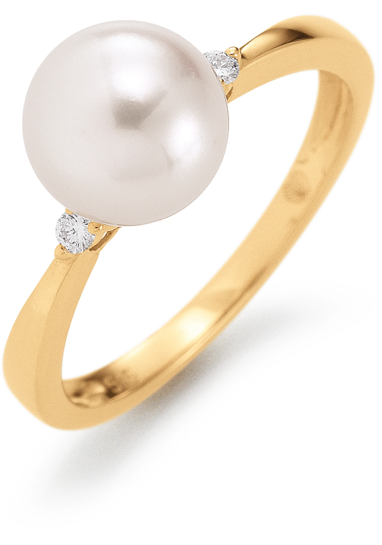 Adriana ring with an Akoya pearl and 2 diamonds N27