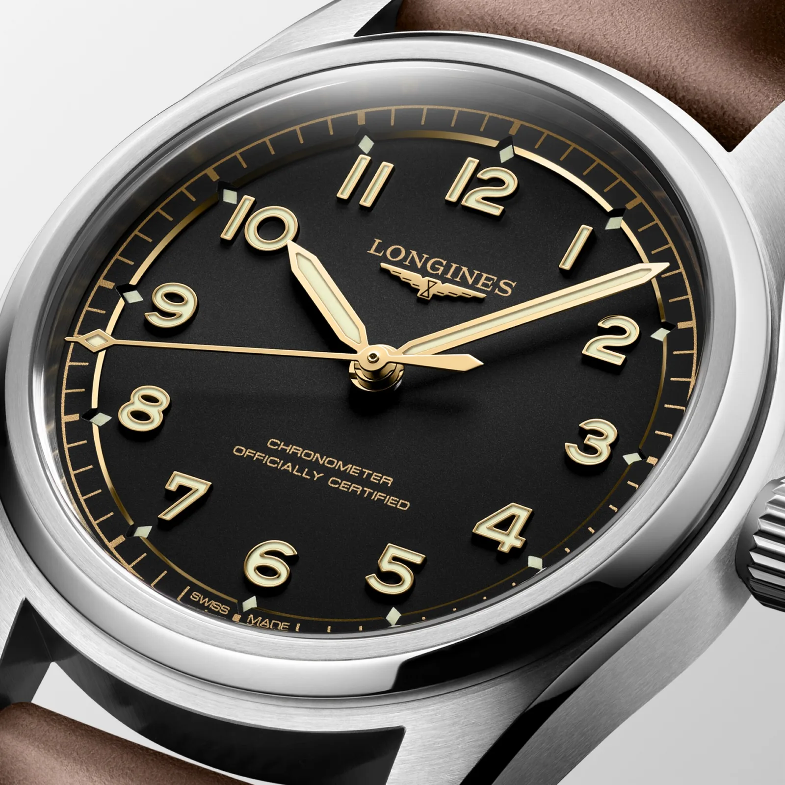 Longines Spirit Pilot Automatic 39 mm Leather Strap Black Mens Watch L3.809.4.53.2