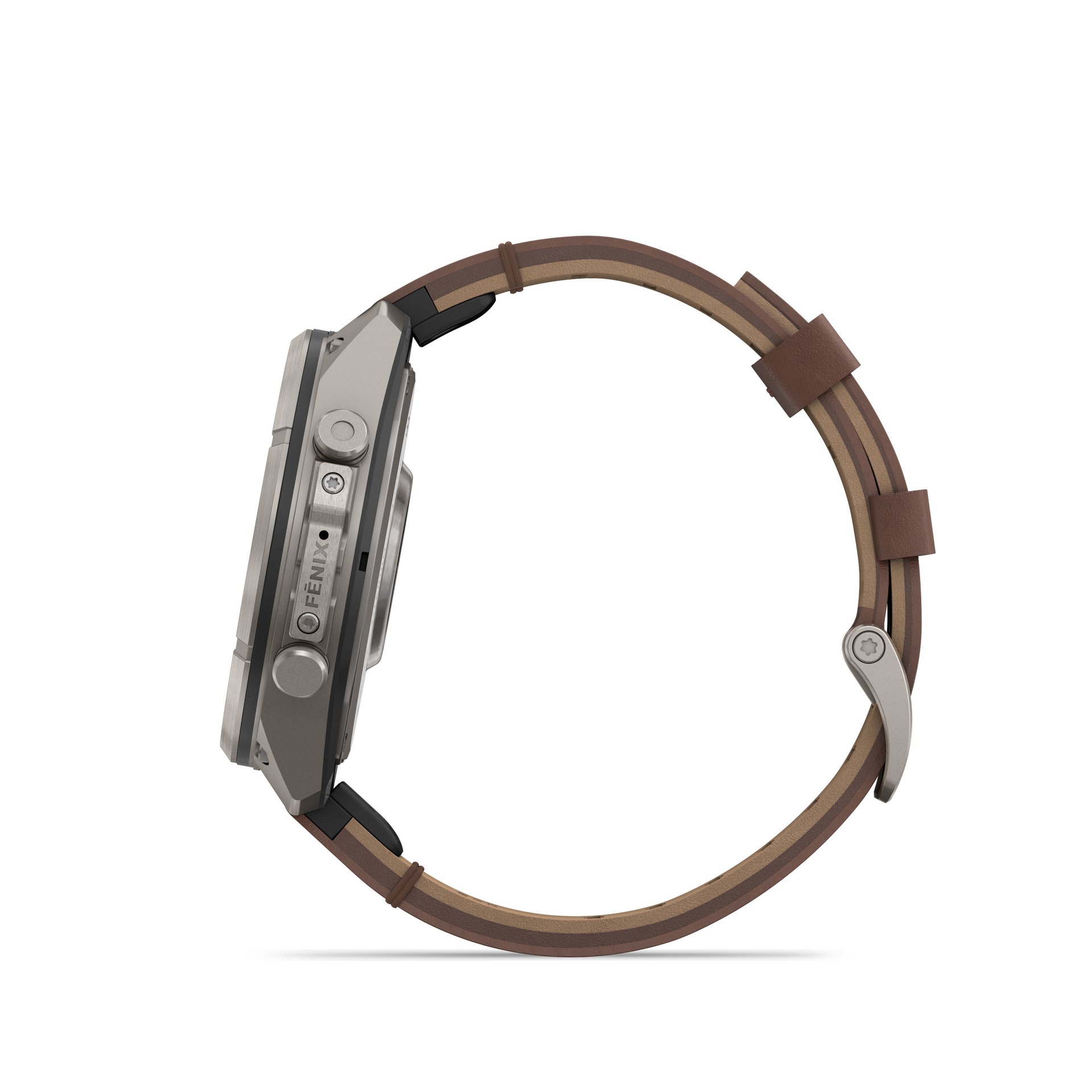 Garmin fēnix® 9 Pro inReach® - 47 mm AMOLED Sapphire Titanium with Walnut Leather Band + Pebble Gray/Silver Gray Silicone Band 010-04336-41