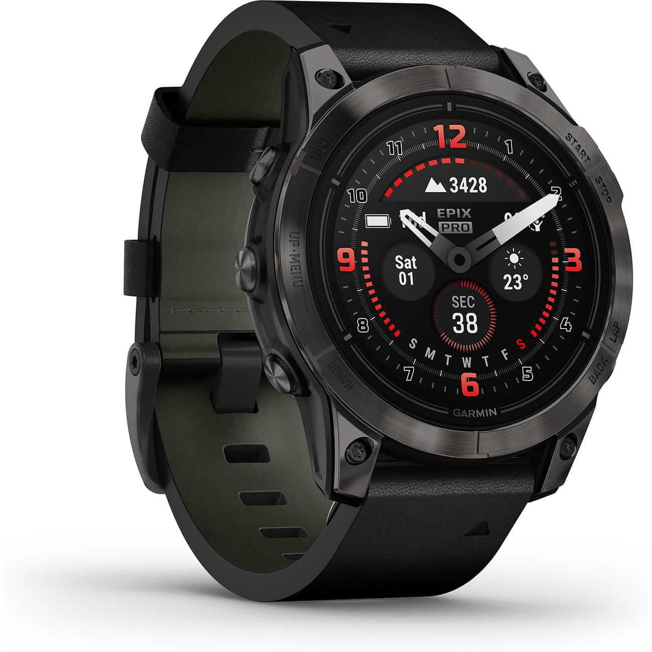 Garmin Epix™ Pro Gen 2 Sapphire Titan with leather strap and silicone strap 010-02803-30