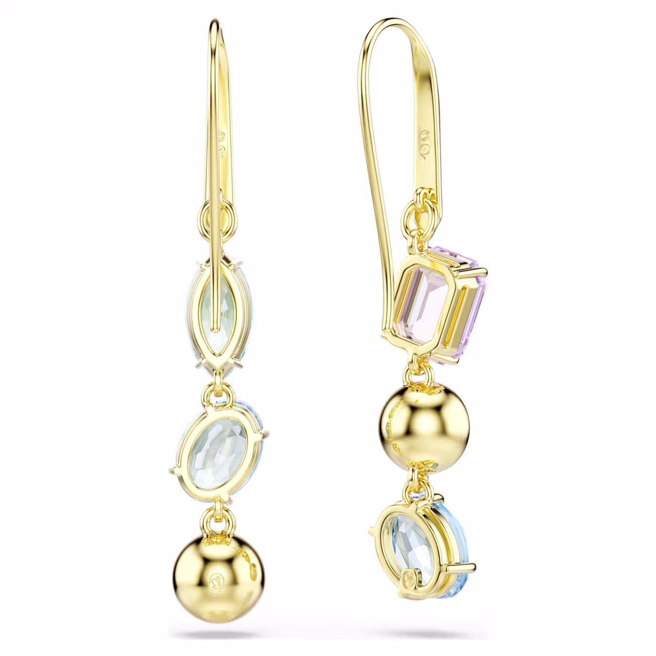 Swarovski Gema Drop Earrings, Asymmetrical Design, Various Cuts, Multicolor