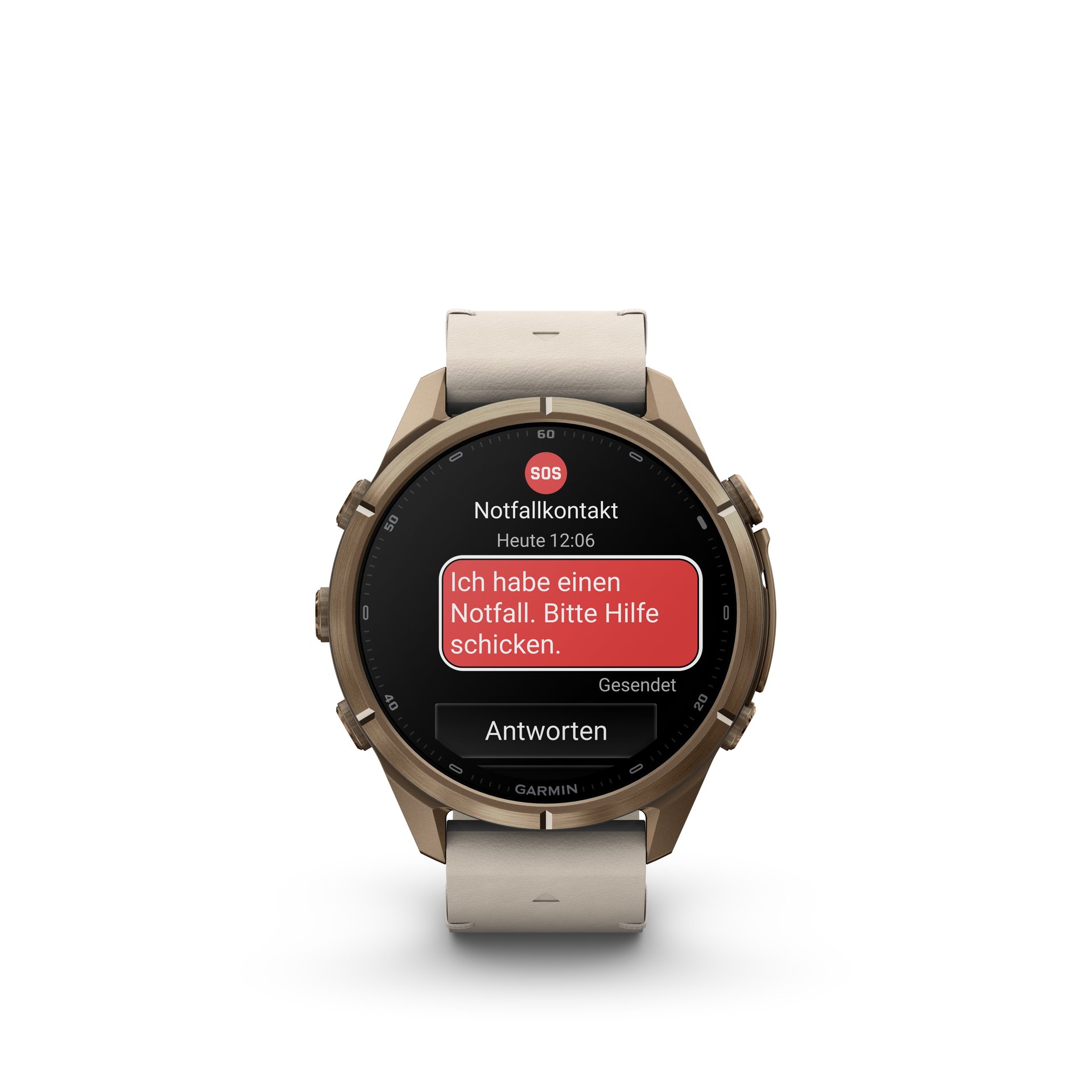 Garmin fēnix® 9 Pro inReach® - 43 mm AMOLED Sapphire Autumn Gold Titanium with Bone Leather Band + Cream/French Gray Silicone Band 010-04335-41