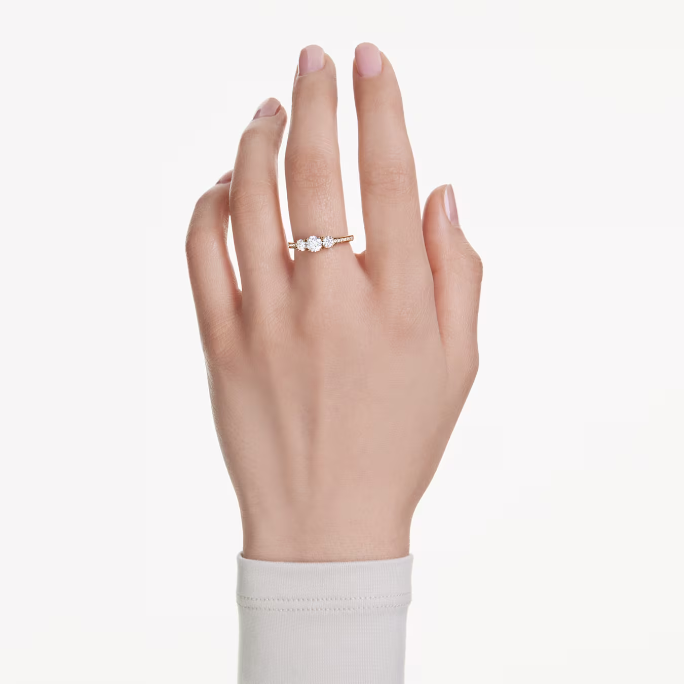 Swarovski Stilla Attract Ring, round cut, white, 18k gold plated