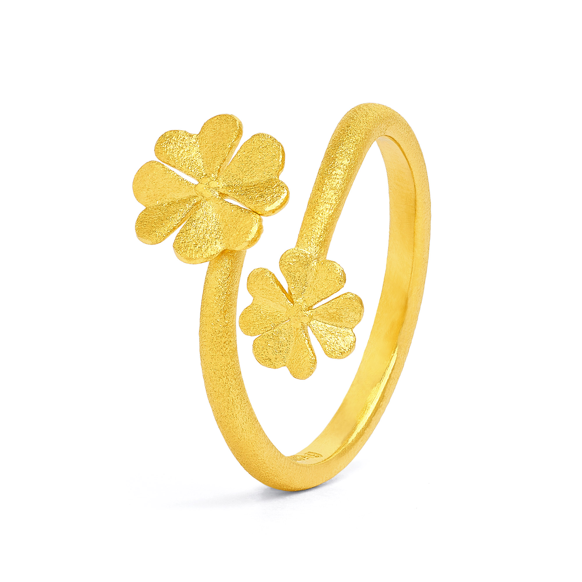 Bernd Wolf Rings Kleenias Design Line Lucky Charm, Cloverleaf, Sterling Silver 925
