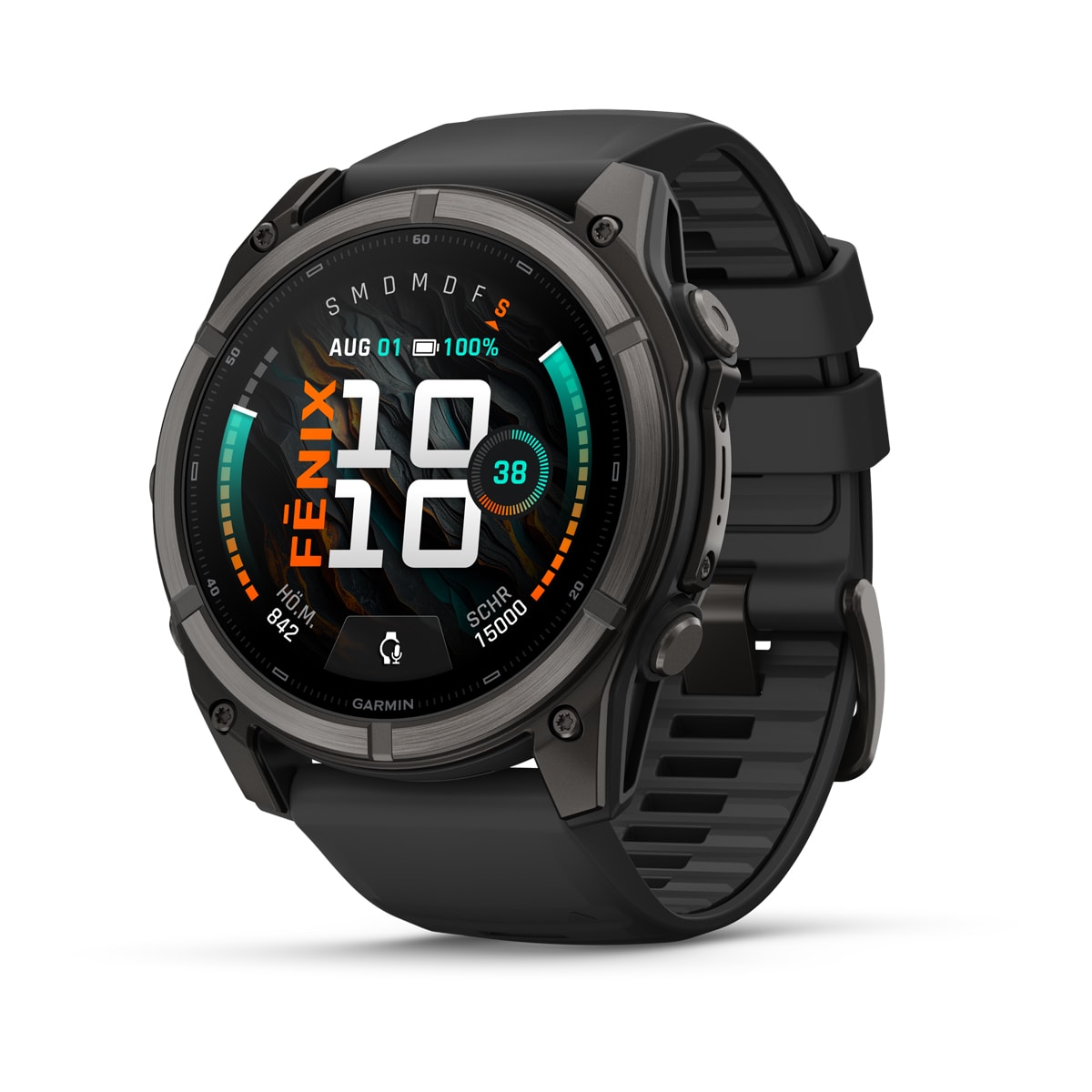 Garmin fēnix® 9 - 51 mm AMOLED Sapphire Black/Carbon Gray DLC Titanium with Black Silicone Band 010-04763-11