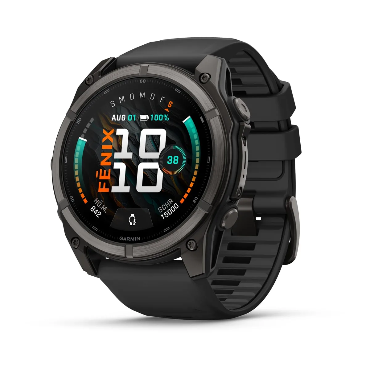 Garmin fēnix® 9 - 51 mm AMOLED Sapphire Black/Carbon Gray DLC Titanium with Black Silicone Band 010-04763-11