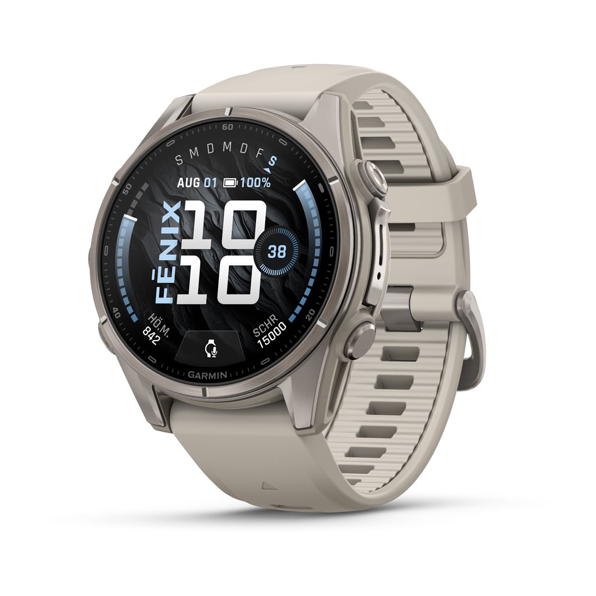 Garmin fēnix® 9 - 43 mm AMOLED Sapphire Fog Gray/Titanium with Fog Gray Silicone Band 010-04761-01
