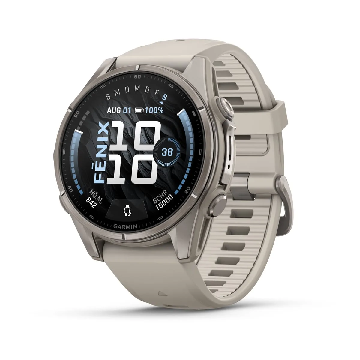 Garmin fēnix® 9 - 43 mm AMOLED Sapphire Fog Gray/Titanium with Fog Gray Silicone Band 010-04761-01