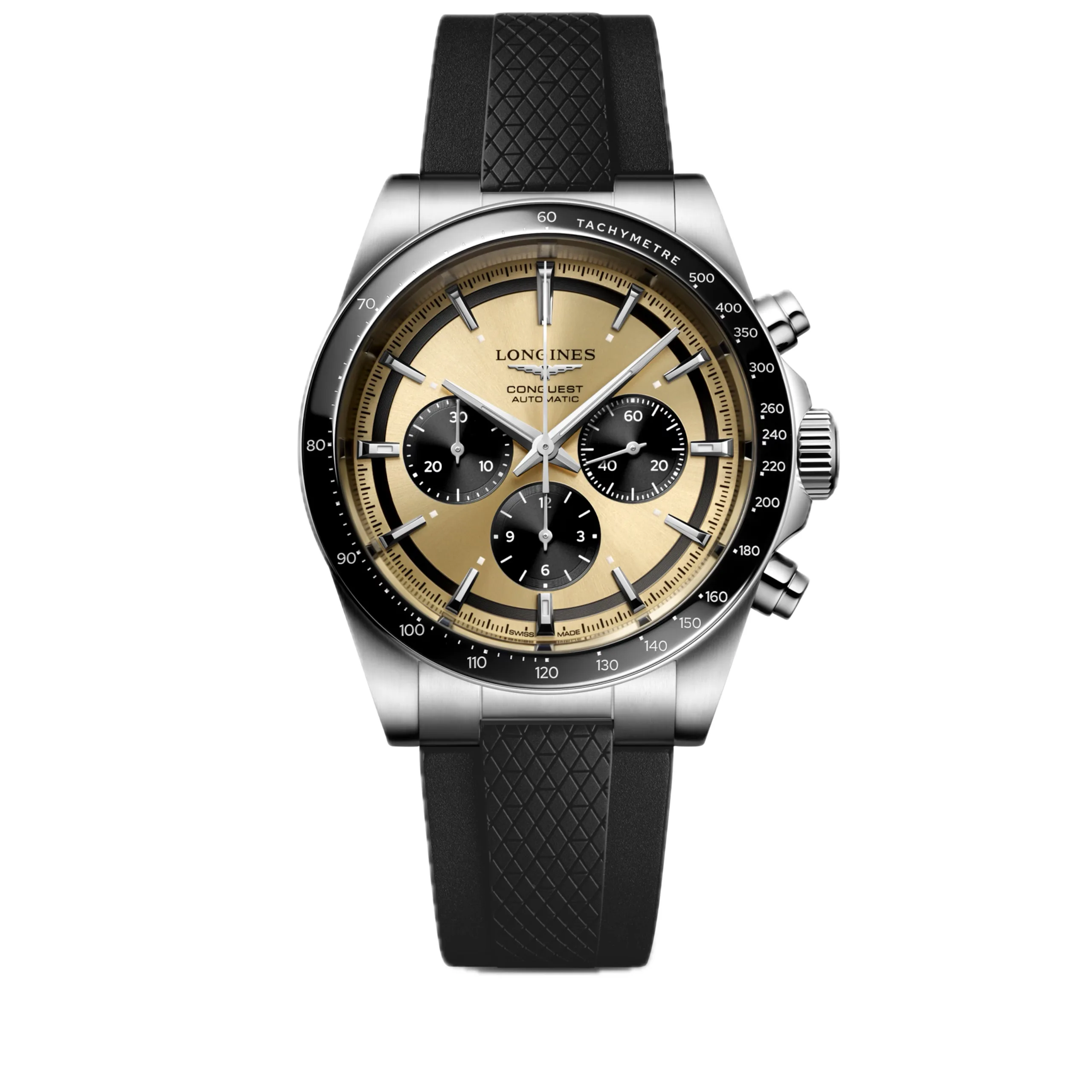 Longines CONQUEST CHRONOGRAPH Green Stainless Steel Bracelet Men's Watch L3.835.4.32.9