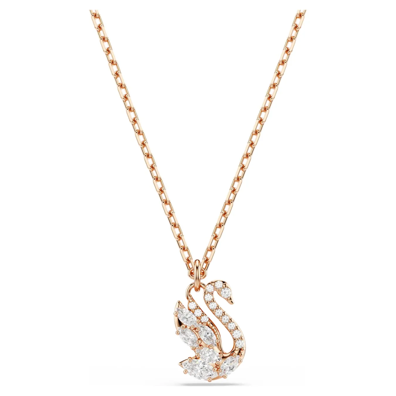 Swarovski Swan Pendant, Various Cuts, Swan, White, Rose Gold Alloy Layer