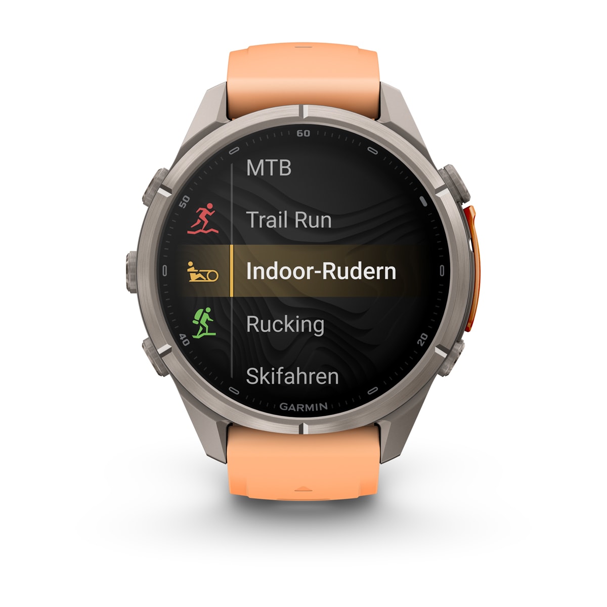 Garmin fēnix® 9 Pro inReach® - 43 mm AMOLED Sapphire Titanium with Shell Pink/Autumn Orange Silicone Band 010-04335-01
