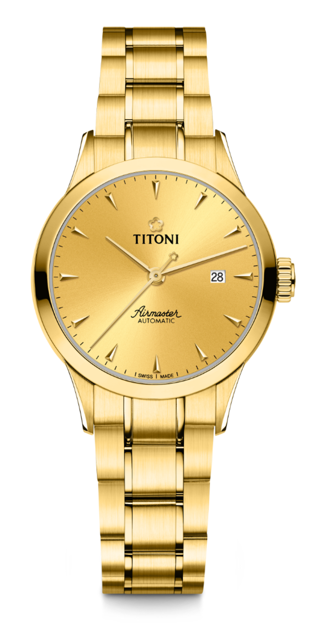 Titoni Airmaster Automatic, Yellow Gold Ladies Watch 23733G-651