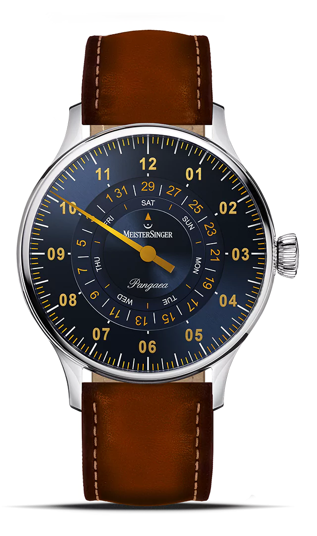 Meister Singer Pangaea Day Date, Automatic, Steel Blue with Gold Men's Watch PDD917G