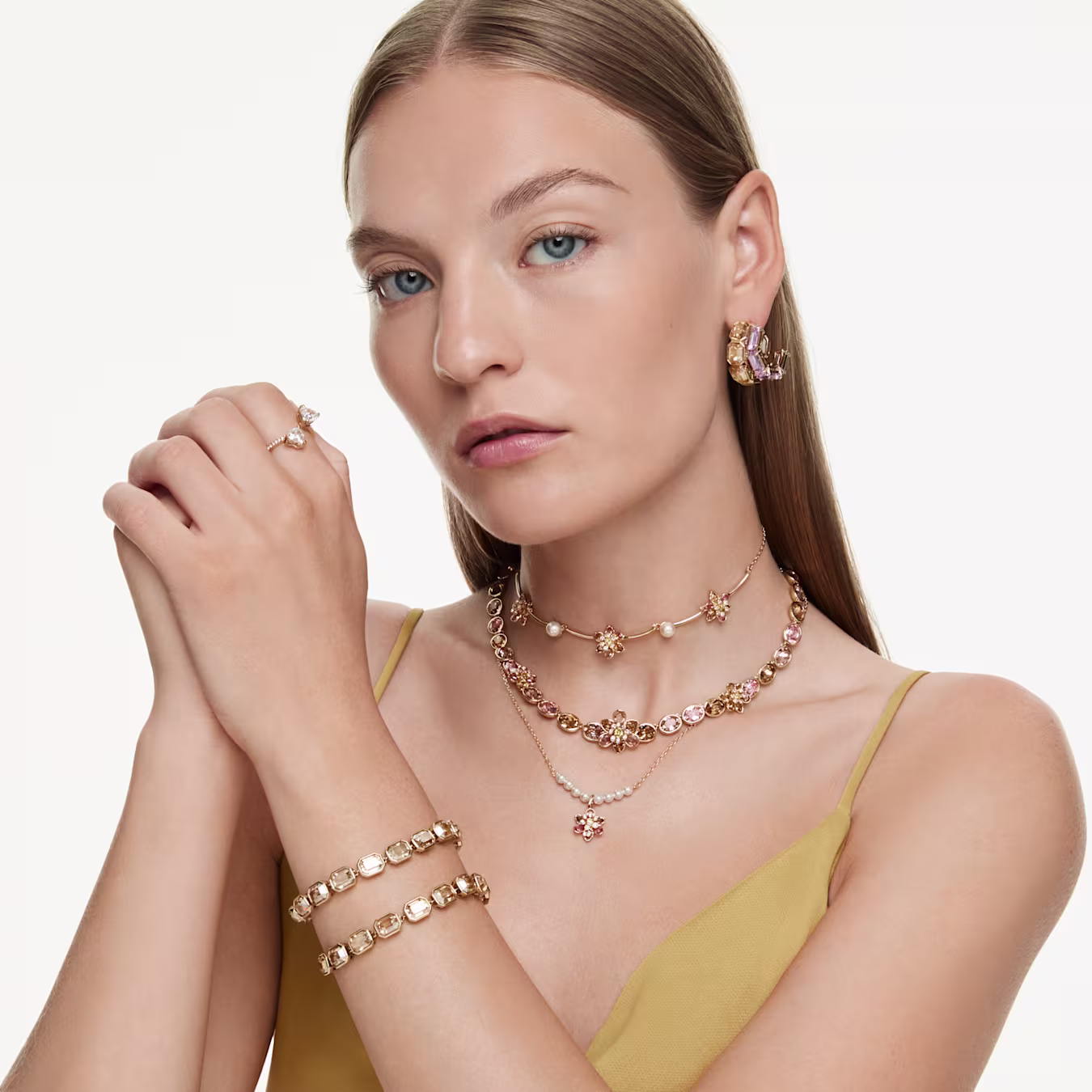 Swarovski Ringe Mesmera Herzschliff, Pavé, Weiß, 18k vergoldet, Gr. 58