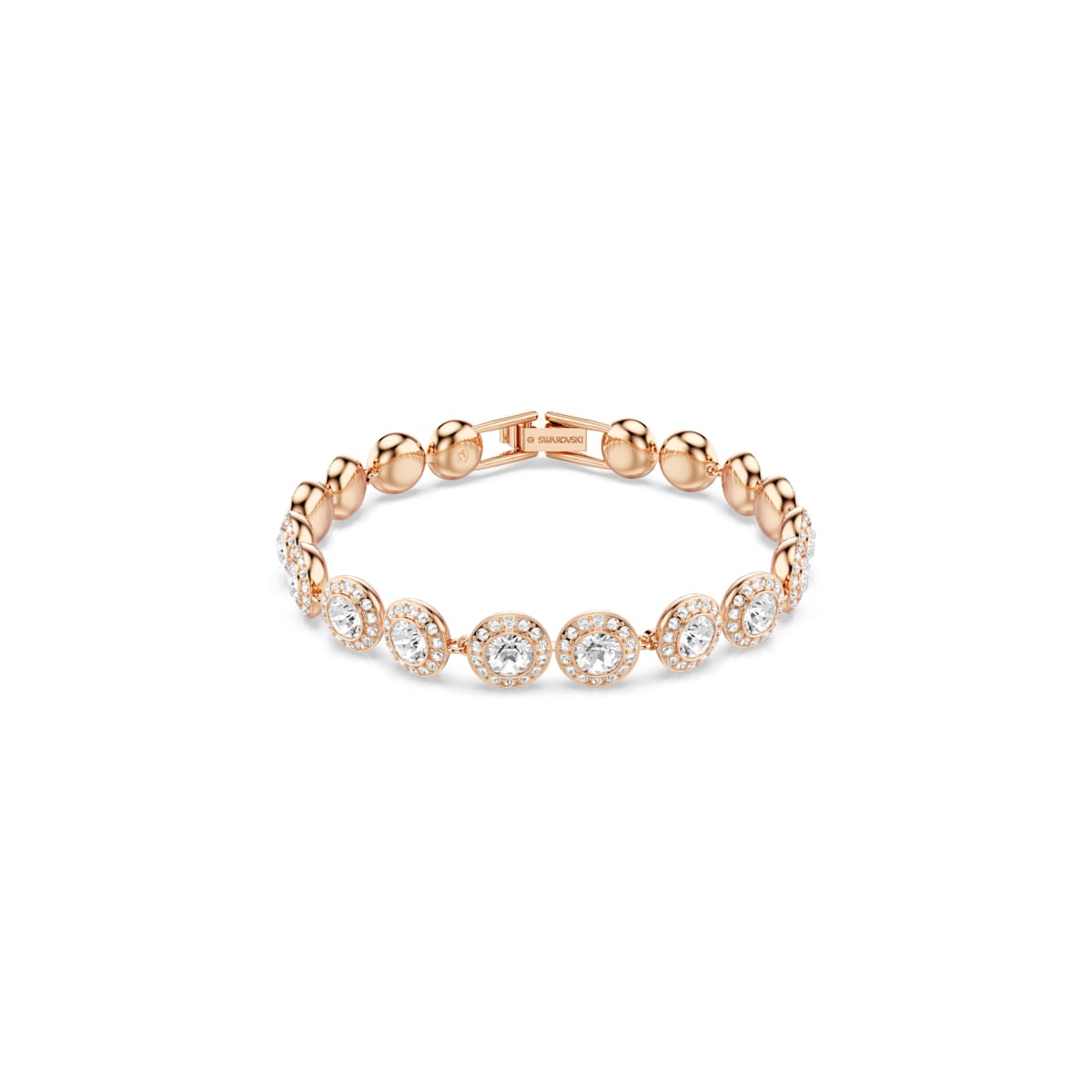 Swarovski Una Angelic Armband, Rundschliff, Pavé, Medium, Weiß, Roségoldlegiert, 16,5 cm