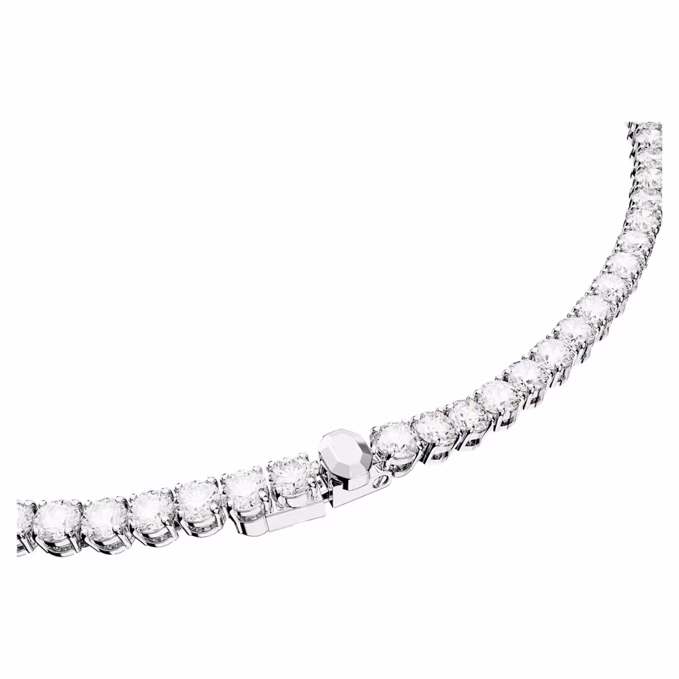 Swarovski Matrix Tennis Halskette Rundschliff, Weiß, Rhodiniert