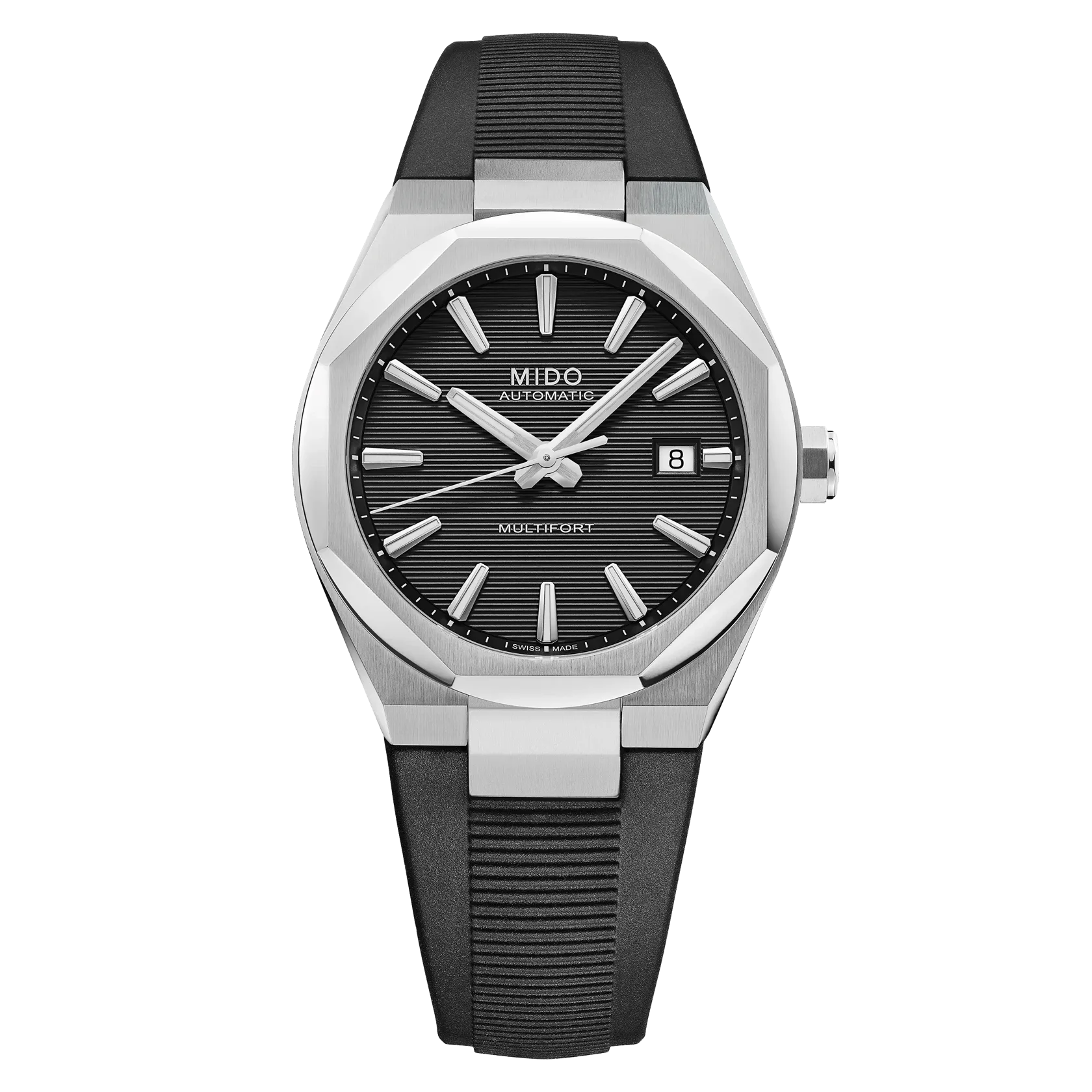 Mido Multifort 8 One Crown, Black, Rubber Strap, Octagonal Bezel Men's Watch M055.507.17.051.00