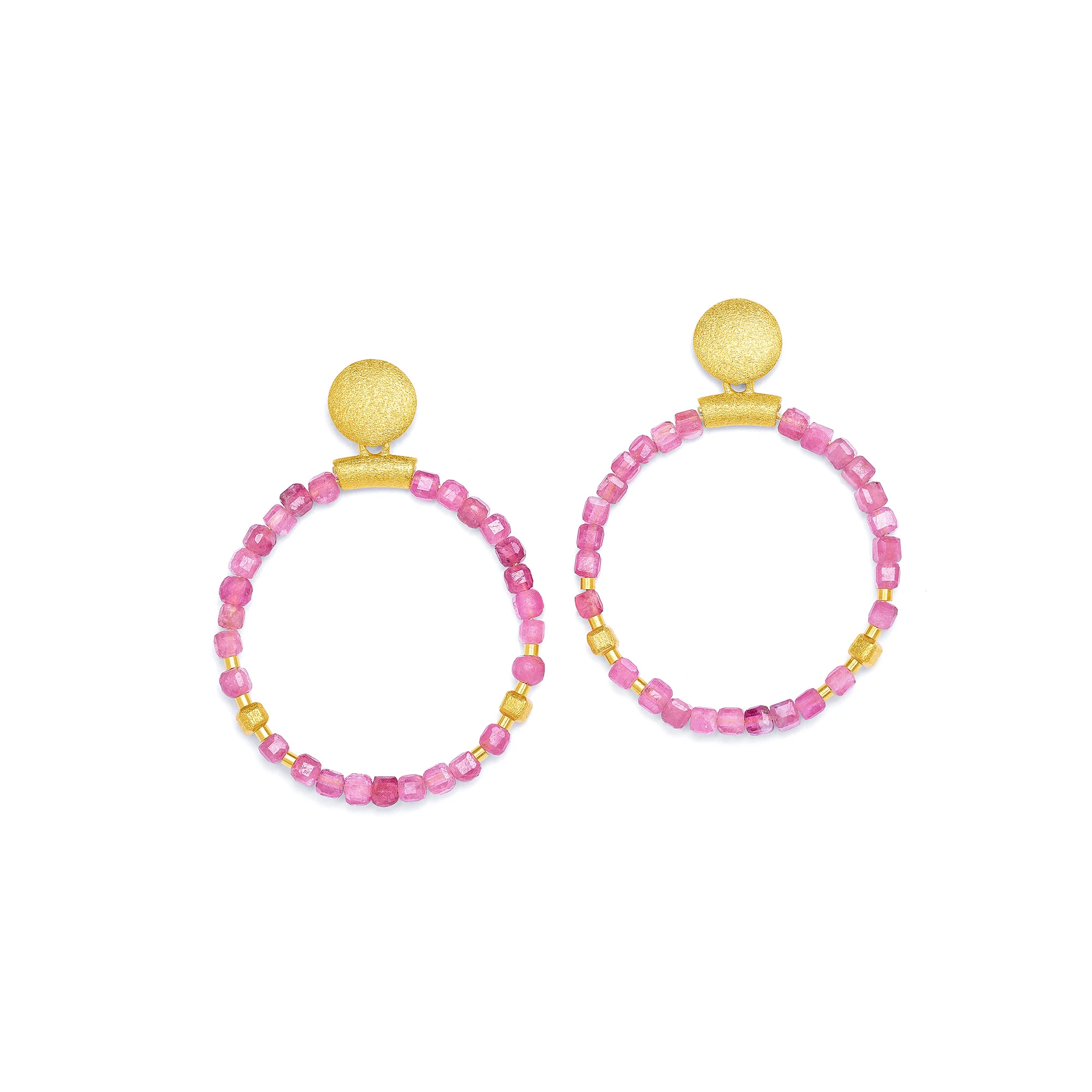Bernd Wolf Rondela earrings design line Cubes, pink tourmaline 1530010116