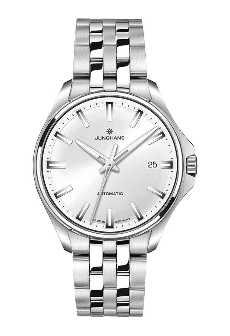 Junghans Meister S Automatic 36, power reserve up to 38 hours, silver, stainless steel bracelet, men's watch 27/4683.44