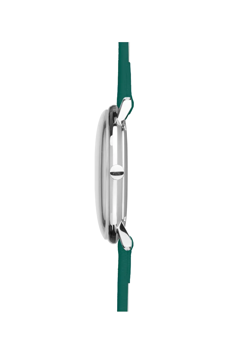 Junghans max bill ladies green leather strap ladies watch 47/4557.02
